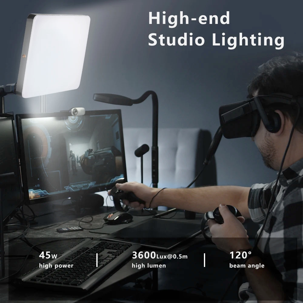 LED Video Light Panel, 11 Inch, 3200K-6000K Adjustable with Remote Control for Photography, Live Streaming