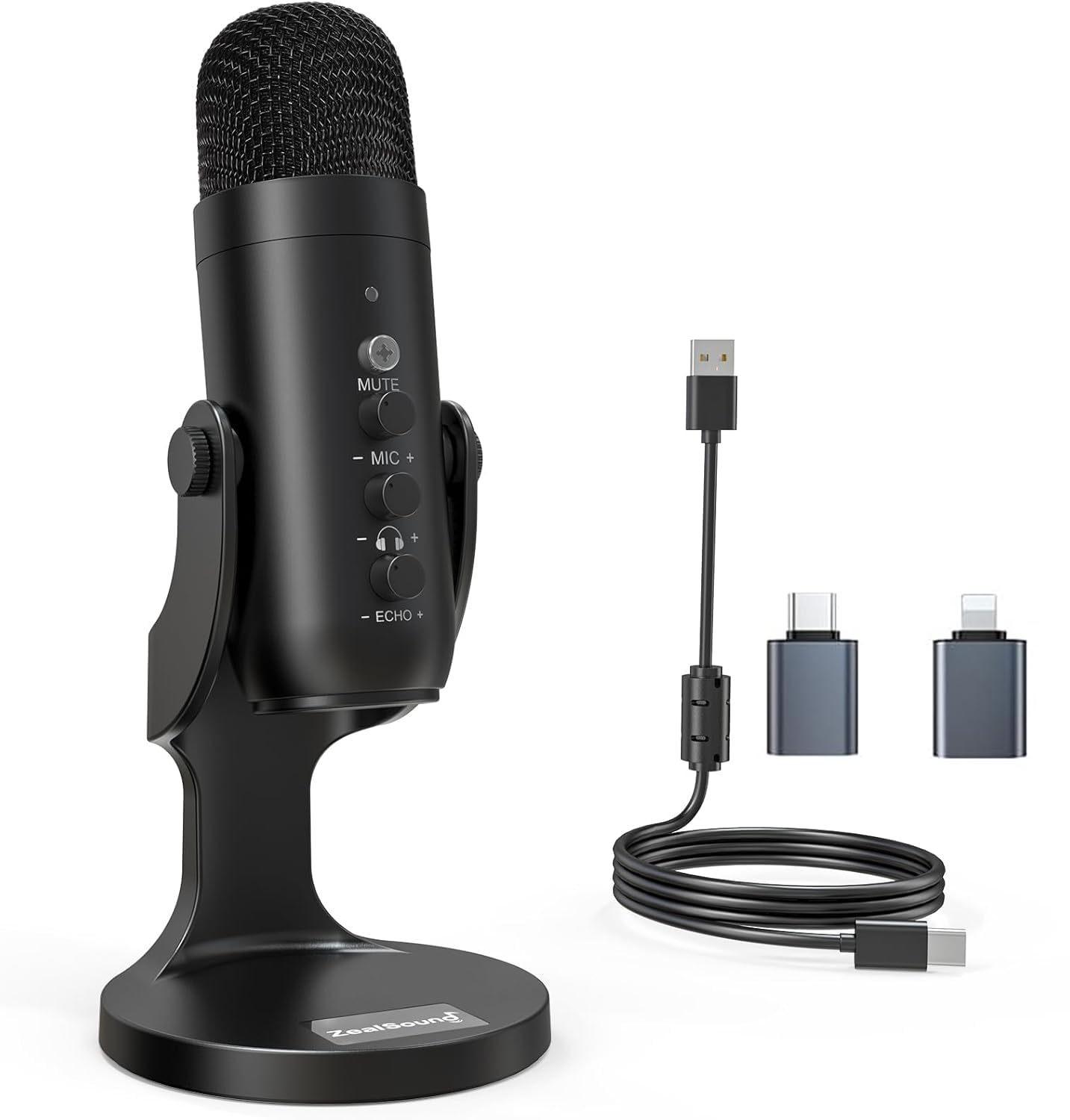 Professional USB Desktop Microphone Condenser mic, Headphone Output and Volume Control Plug & Play Mic